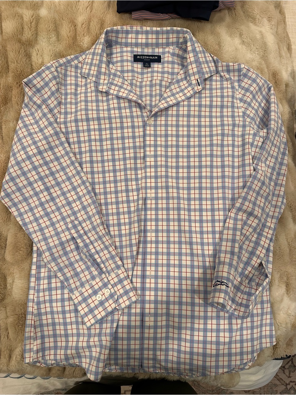 Mizzen+Main Men's Blue and Red Plaid Dress Shirt